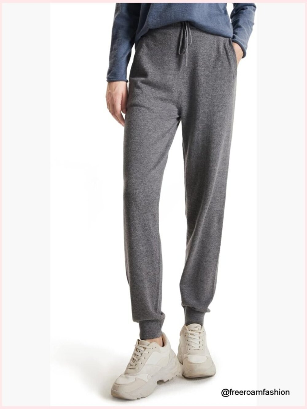 High Waisted Baggy Cashmere Sweatpants with Pockets